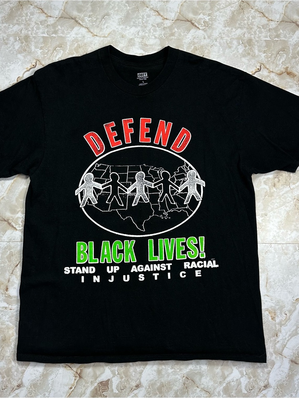 Obey Men’s Size Large Defend Black Lives Justice Streetwear Graphic T-Shirt